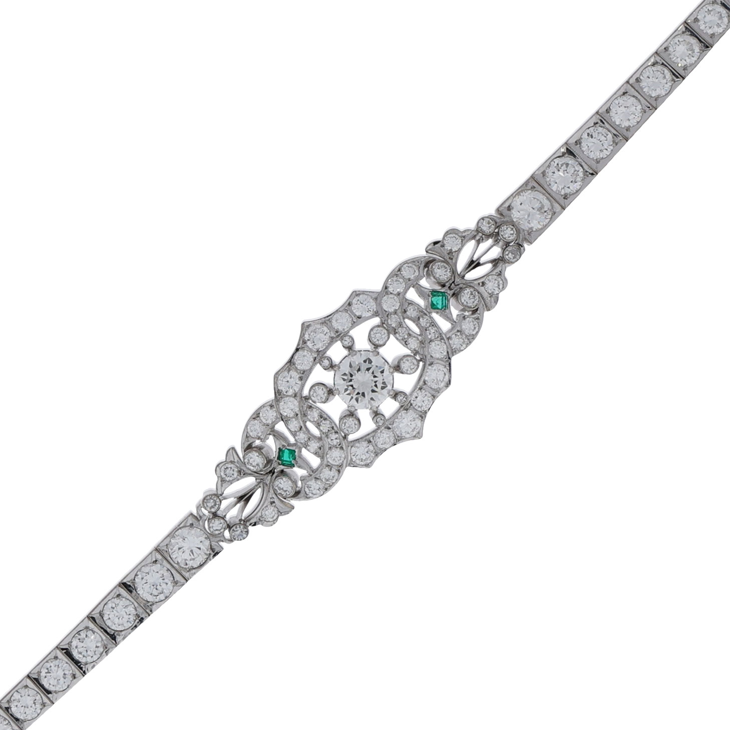 Diamant Smaragdarmband in 750er Weissgold