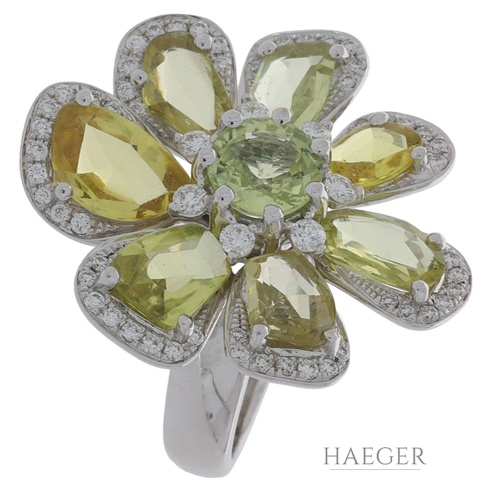 Floraler Diamant Ring Weißgold 750 / 18 Kt. ca. 0,70ct.