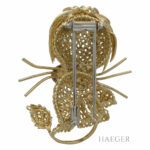 Katzenbrosche in 750er Gelbgold mit Diamant und Smaragdbesatz Vorschau