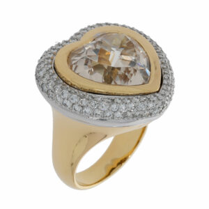 Leo Wittwer Herzring in 750 Gelb- und Weissgold, besetzt mit Morganit und DIamanten