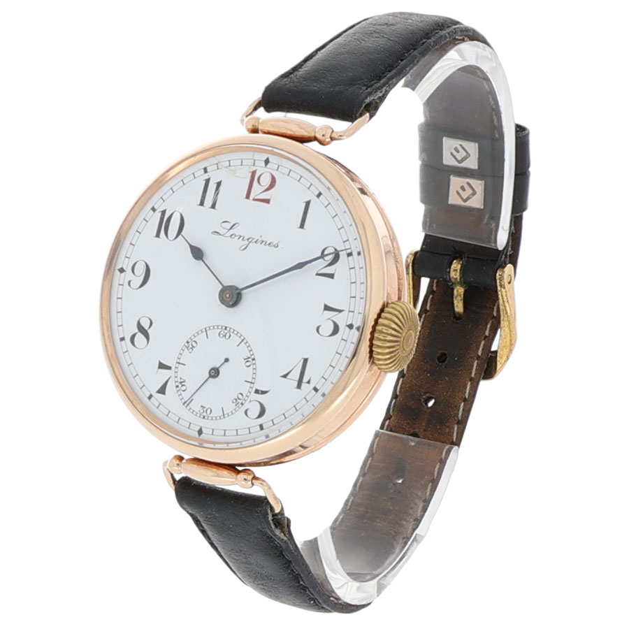 Longines WW1 Gold 14K Cal. 15.26 Enemal Dial Wristwatch ca. 1915