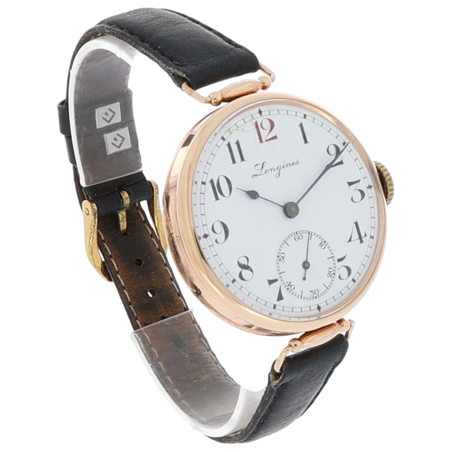 Longines WW1 Gold 14K Cal. 15.26 Enemal Dial Wristwatch ca. 1915