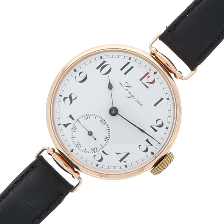 Longines WW1 Gold 14K Cal. 15.26 Enemal Dial Wristwatch ca. 1915