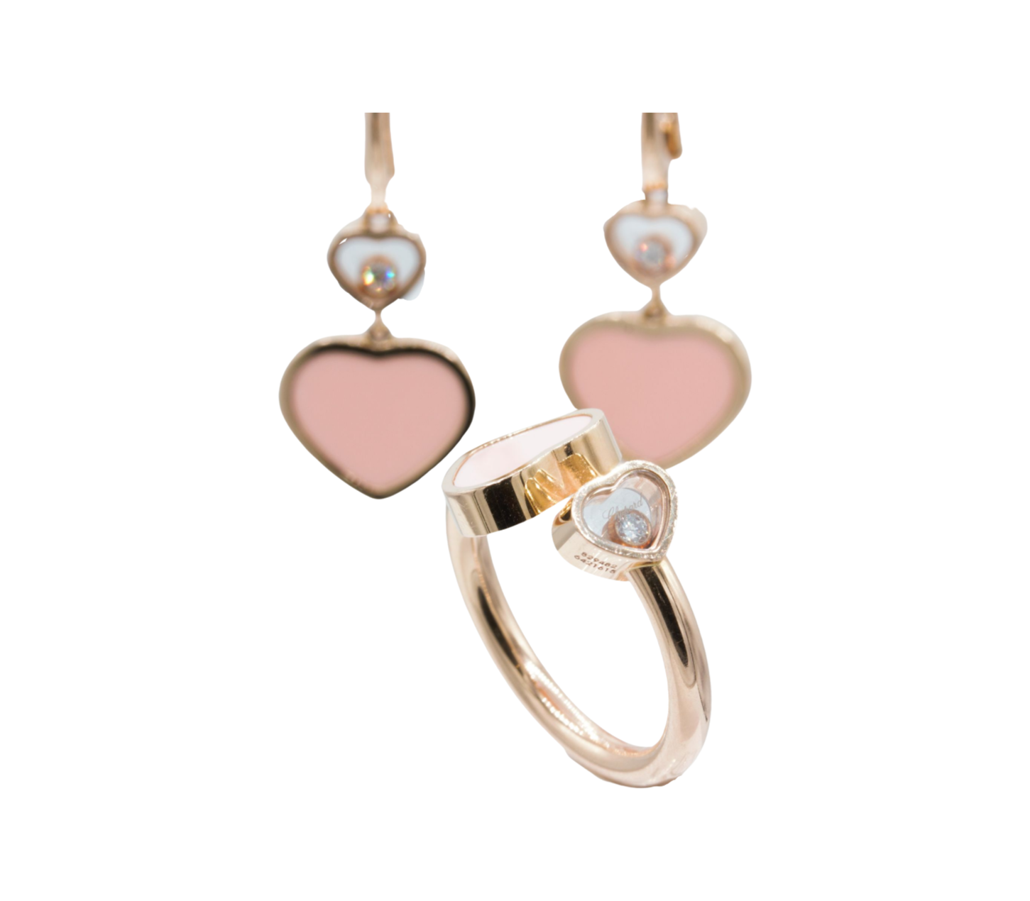 Chopard Happy Hearts Set Ohrringe Ring Gr. 55 Roségold 750/ 18K