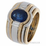 Saphir Diamant Baguette Ring Gelbgold & Weißgold 750 / 18k. Vorschau
