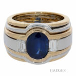 Saphir Diamant Baguette Ring Gelbgold Weißgold 750 / 18k. Vorschau