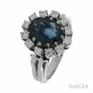 Floraler Saphir Diamantring in 585er Weissgold