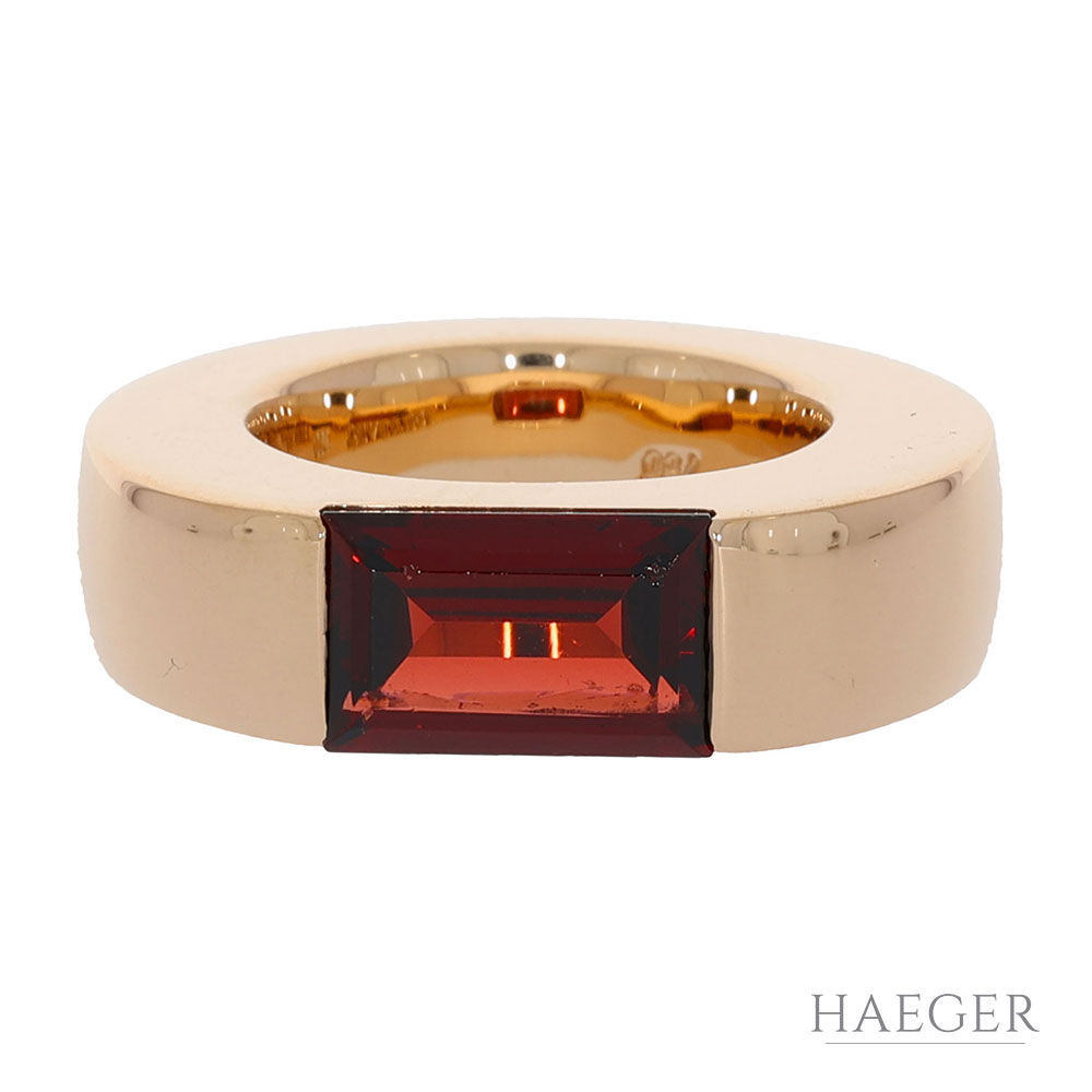 Schubart Bandring Gr.51 Gelbgold 750 / 18K mit Granat