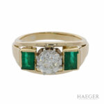 Ring Gr.53 Gelbgold 585 / 14K mit 1,15ct Altschliff und Smaragden Vorschau