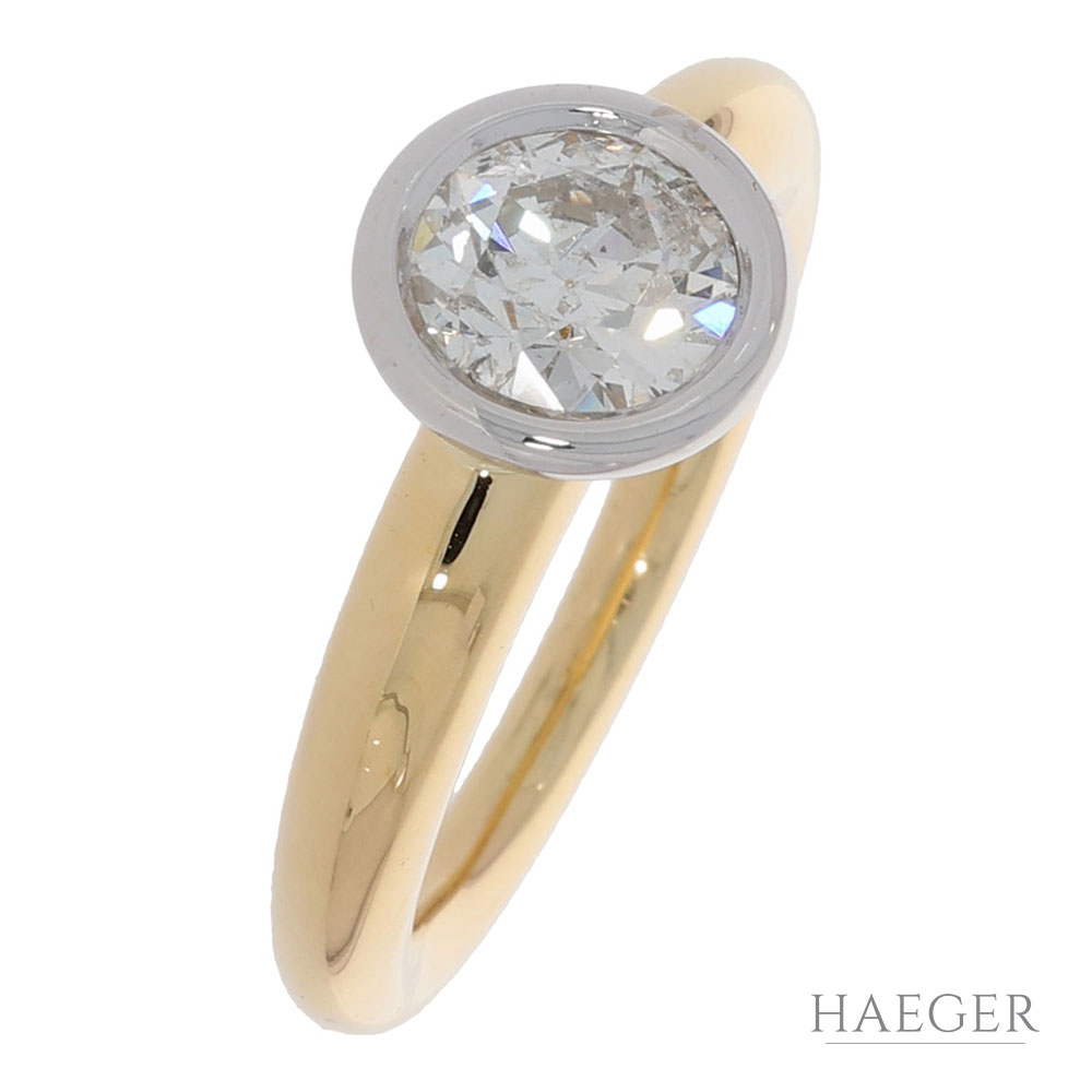 Solitär Brillantring in 750er Gelbgold mit Weissgoldfassung