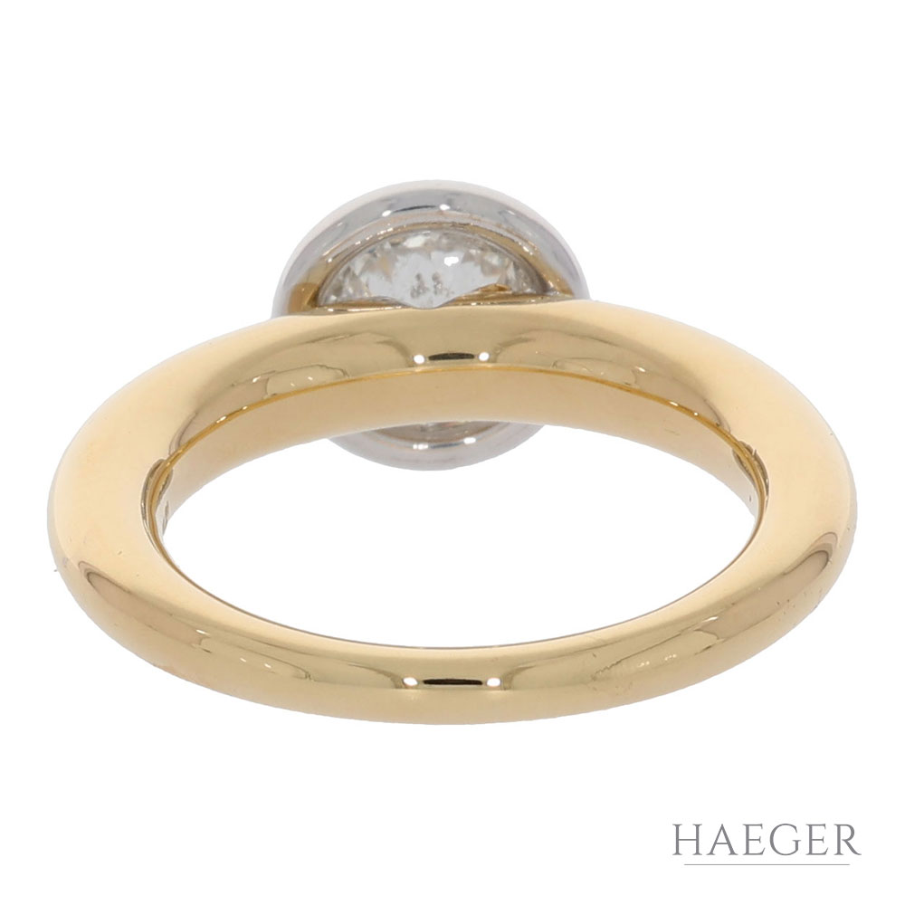 Solitär Brillantring in 750er Gelbgold mit Weissgoldfassung