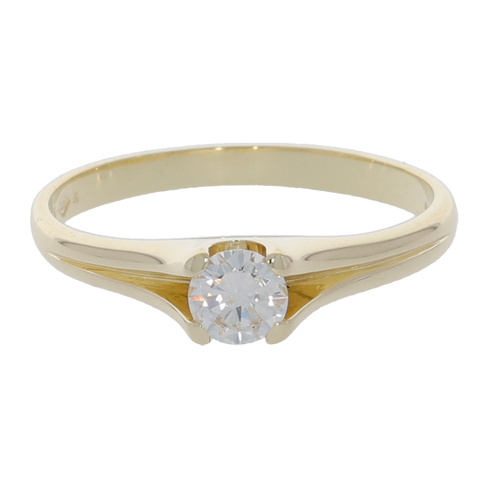 Solitärring Gr.58 Gelbgold 585 / 14K mit 0,35ct Diamant