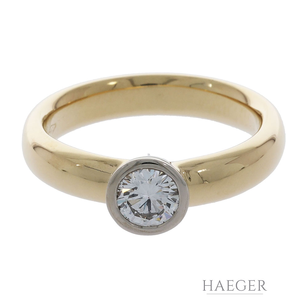 Solitärring Gr.54 Gelb- Weißgold 750 / 18K mit 0,5ct Diamant