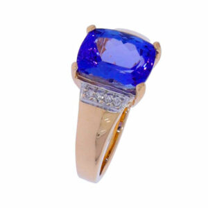 Tansanit Diamantring in 585er Gelbgold