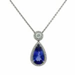 Tansanit und Diamant Anhänger mit Weißgold Kette 750 / 18K Vorschau
