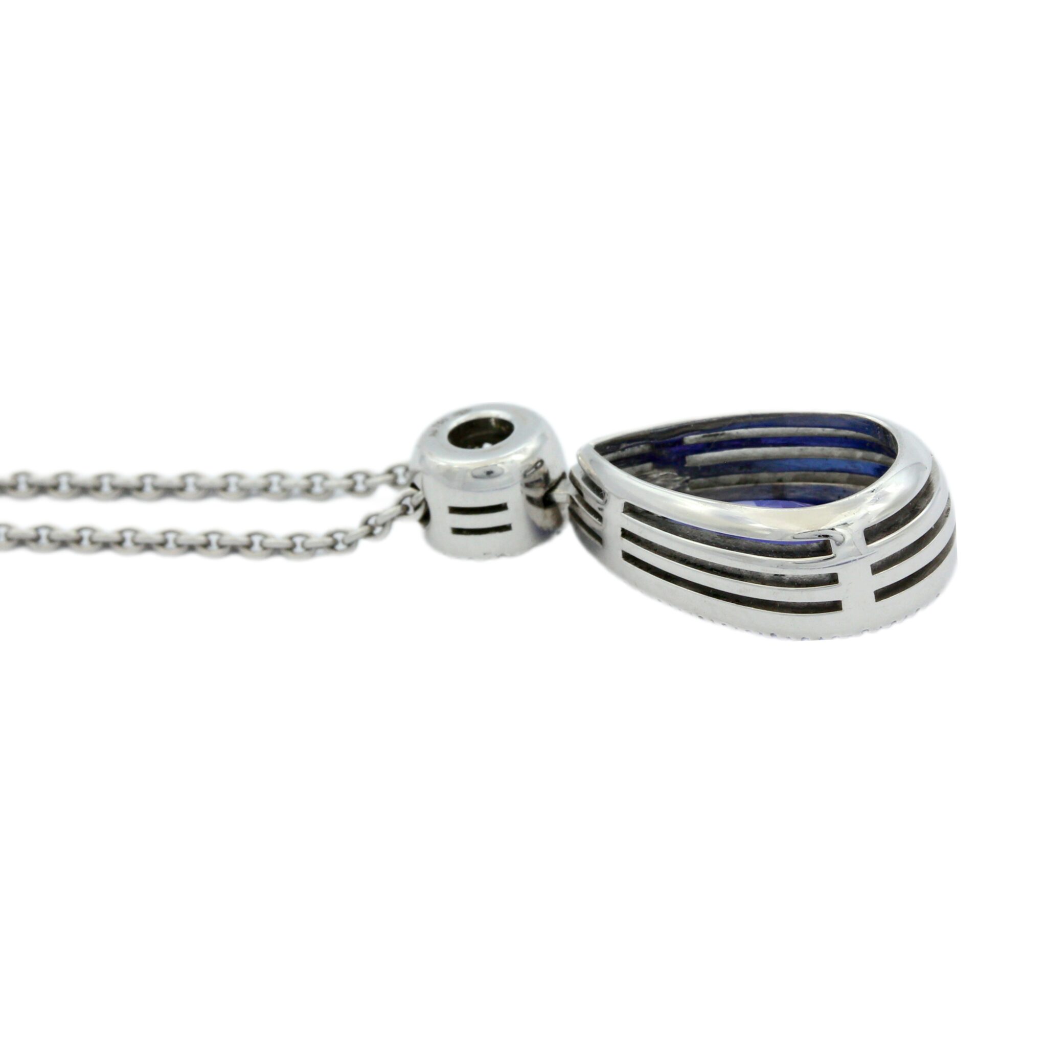 Tansanit und Diamant Anhänger mit Weißgold Kette 750 / 18K