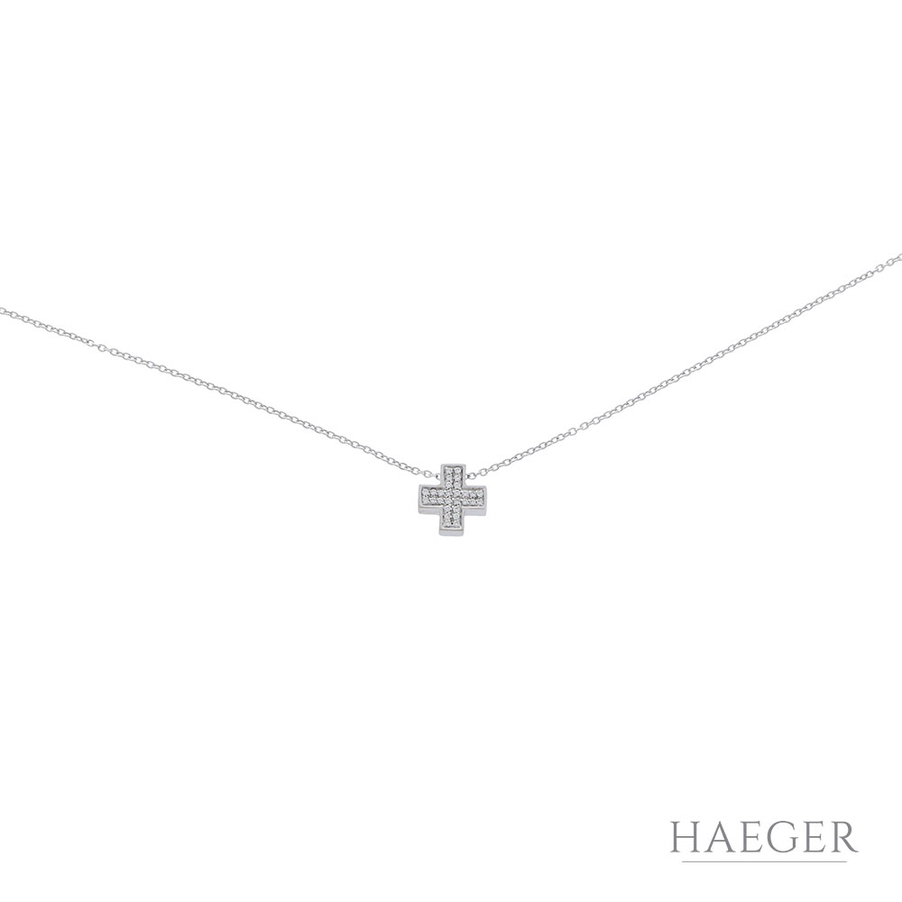 Wempe Kette mit Kreuzanhänger Weißgold 18K mit 0,22ct Diamanten und Zert.