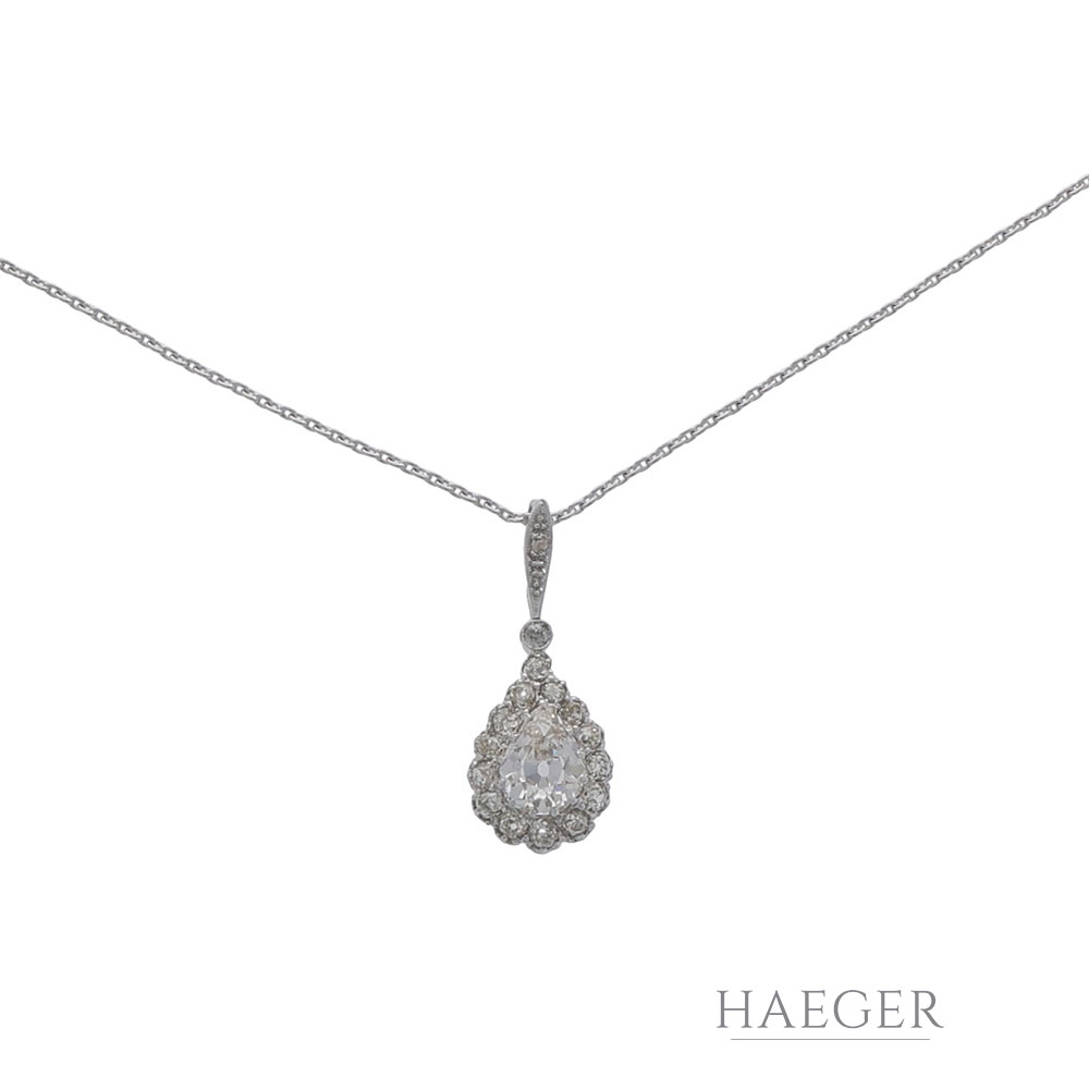 Damenkette mit Diamant Anhänger Weißgold 500er ca. 2,2ct.