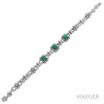 Armband 17,5cm Weißgold 750 / 18K mit Smaragden und 2ct Diamanten Vorschau