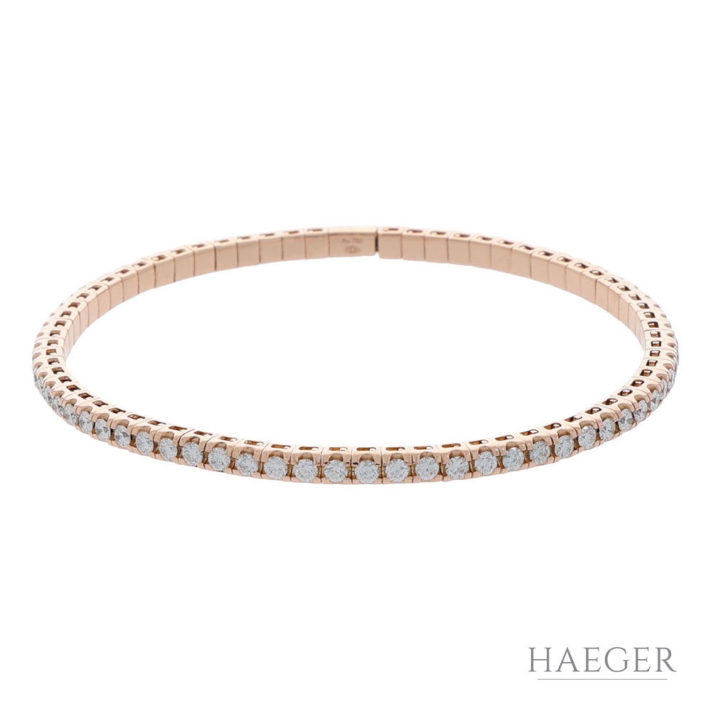 Diamant Reviére Flexarmband Roségold 750 / 18 Kt. ca. 3ct. - Bild 2