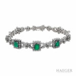 Armband 17,5cm Weißgold 750 / 18K mit Smaragden und 2ct Diamanten - Bild 3 Vorschau