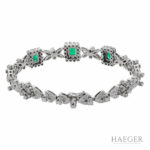 Armband 17,5cm Weißgold 750 / 18K mit Smaragden und 2ct Diamanten - Bild 2 Vorschau