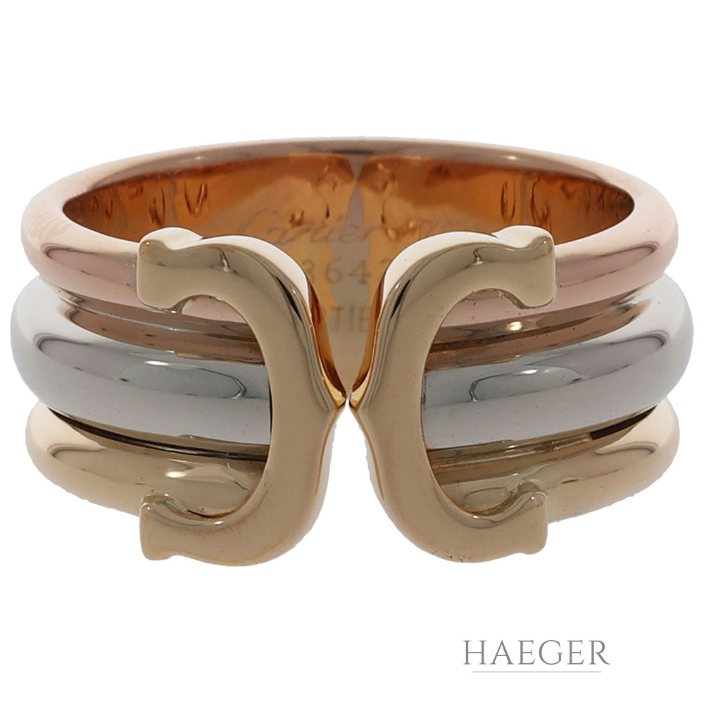Cartier Double C Ring Gr.54 Tricolor 750 / 18K Full Set