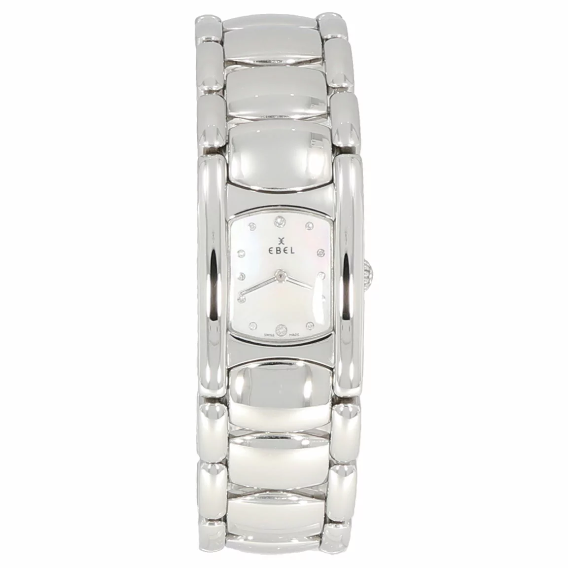 Ebel Beluga Uhr in Stahl mit Diamantbesatz auf Ziffernblatt