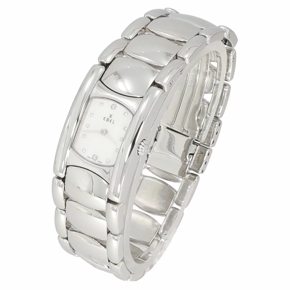 Ebel Beluga Uhr in Stahl mit Diamantbesatz auf Ziffernblatt