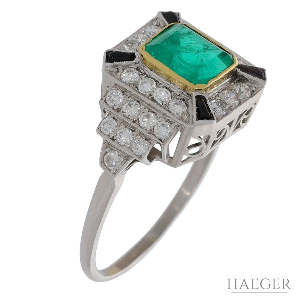 Edler Smaragd Diamant Ring in 750er Weissgold