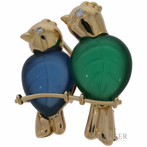 Vintage Cartier Vogel Brosche Achat / Diamanten Gelbgold 750 / 18 Kt.