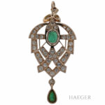 Anhänger Gelbgold 585 / 14K mit Smaragden und 1ct Diamanten - Bild 2 Vorschau