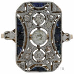 Ring Gr.57 Platin, Gelbgold 750 / 18K mit 0,3ct Diamanten und Saphiren - Bild 3 Vorschau