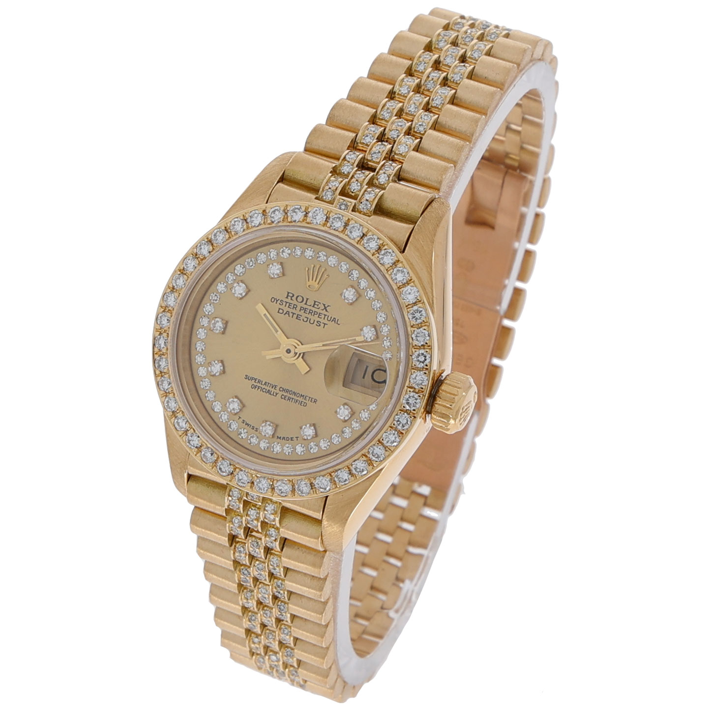 Rolex Lady-Datejust 26 Ref. 69138 Gold 18K Preisdent Aftermarket Diamonds - Bild 3