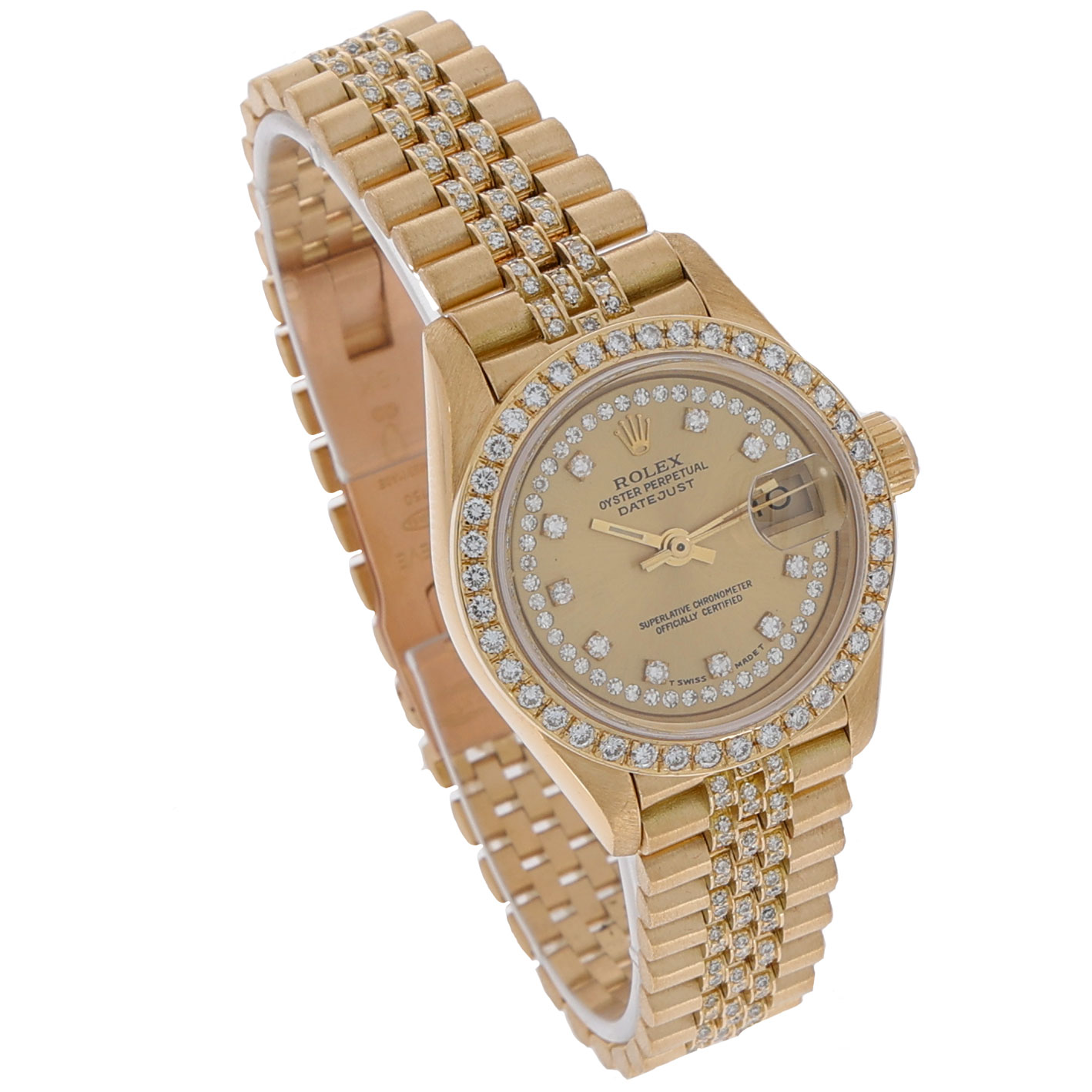 Rolex Lady-Datejust 26 Ref. 69138 Gold 18K Preisdent Aftermarket Diamonds - Bild 4