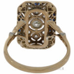 Ring Gr.57 Platin, Gelbgold 750 / 18K mit 0,3ct Diamanten und Saphiren - Bild 2 Vorschau