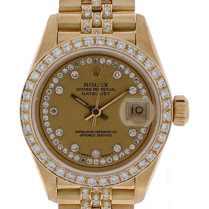 Rolex Lady-Datejust 26 Ref. 69138 Gold 18K Preisdent Aftermarket Diamonds - Bild 2