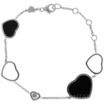 Chopard Happy Hearts Armband 20cm Weißgold 750 / 18K mit Onyx und Diamant Full Set Vorschau