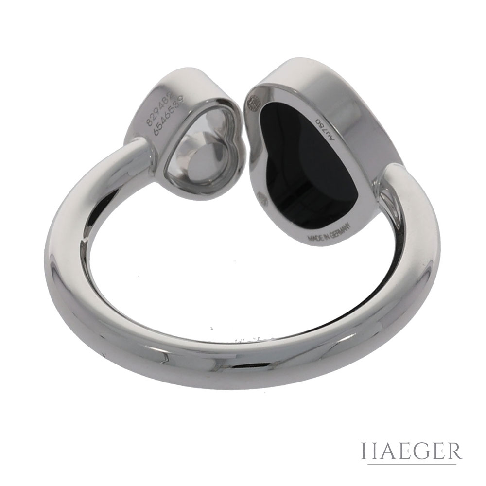 Chopard Happy Hearts Ring Gr.51 Weißgold 750 / 18K mit Diamant und Onyx