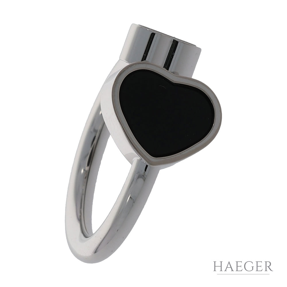 Chopard Happy Hearts Ring Gr.51 Weißgold 750 / 18K mit Diamant und Onyx