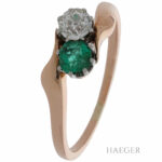 Ring Gr.55 Roségold 585 / 14K mit Smaragd und 0,25ct Diamant Vorschau