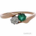 Ring Gr.55 Roségold 585 / 14K mit Smaragd und 0,25ct Diamant Vorschau