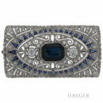 Brosche Platin 900 mit 0,5ct Rosenschliff Diamanten und Saphir Vorschau