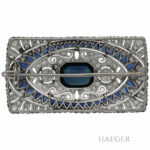 Brosche Platin 900 mit 0,5ct Rosenschliff Diamanten und Saphir Vorschau