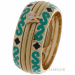 Wellendorff Ring Gr.55 Gelbgold 750 / 18K mit Emaille und Diamant Vorschau