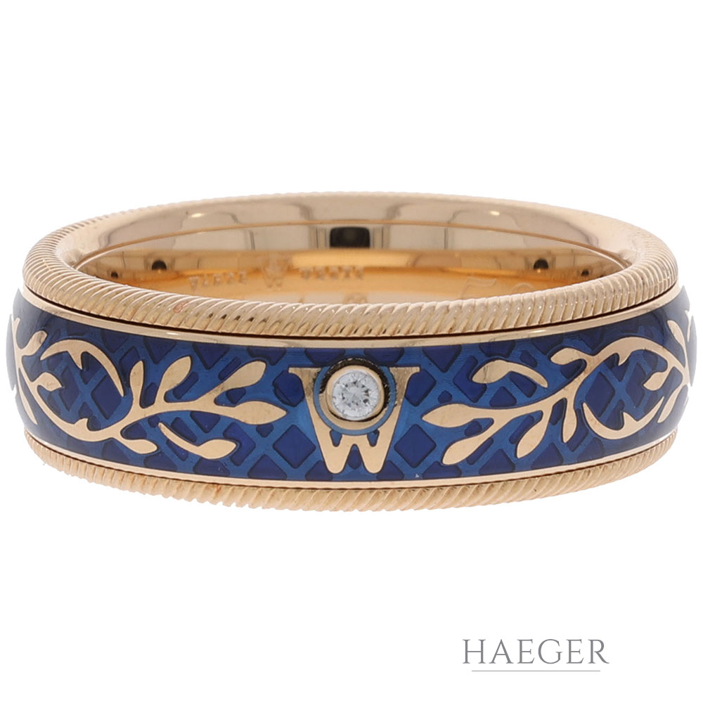Wellendorff vergissmeinnicht Ring Gr.58 Gelbgold 750 / 18K mit blauer Emaille