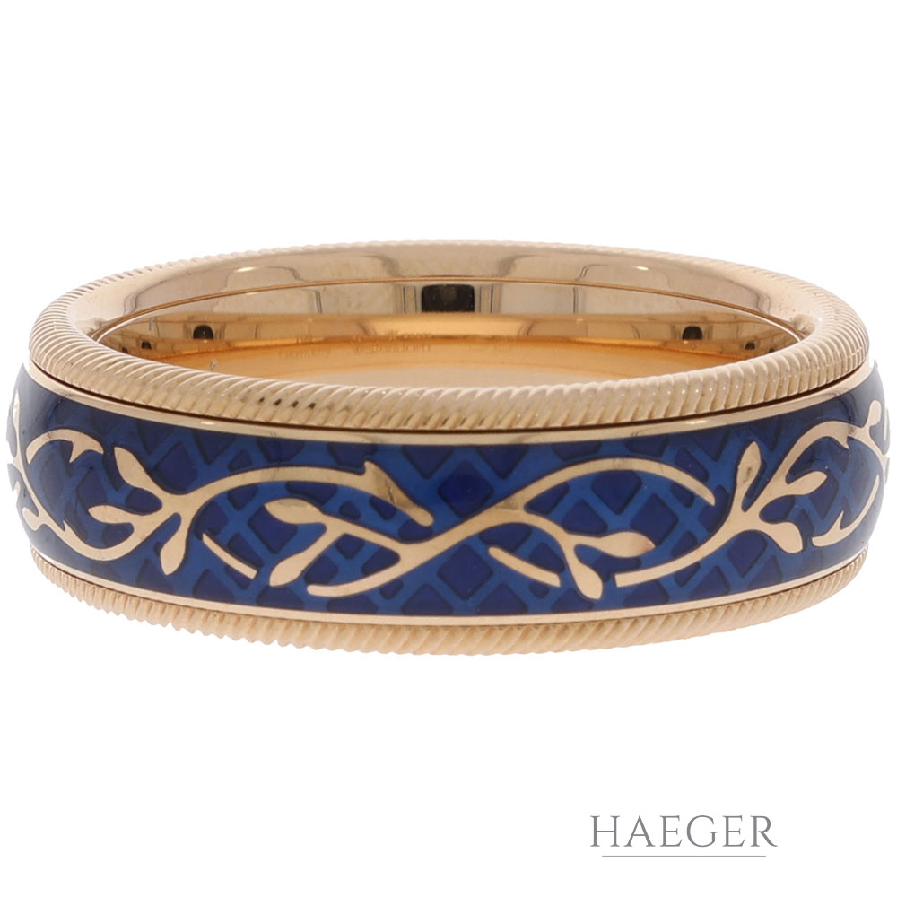 Wellendorff vergissmeinnicht Ring Gr.58 Gelbgold 750 / 18K mit blauer Emaille