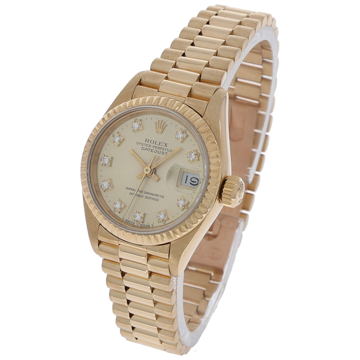 Rolex Lady-Datejust 26 Ref. 69178 Gold 18K Factory Diamond Dial President Papers 1990 LC100 - Bild 2
