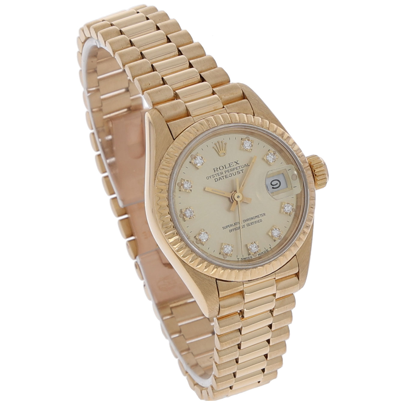 Rolex Lady-Datejust 26 Ref. 69178 Gold 18K Factory Diamond Dial President Papers 1990 LC100 - Bild 3