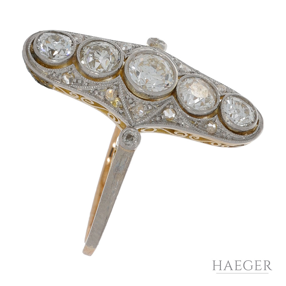 Ring Platin, Gold 750 / 18K mit 1ct Altschliff Diamanten